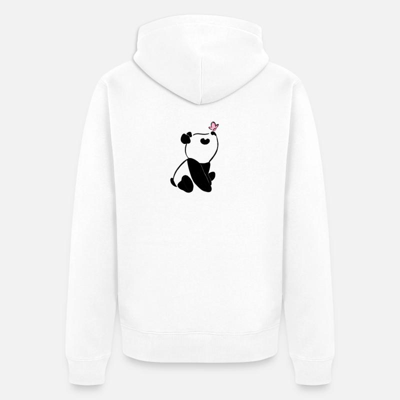 Panda avec papillon – Motif d’animal mignon - Veste à capuche bio Premium Unisexe - blanc
