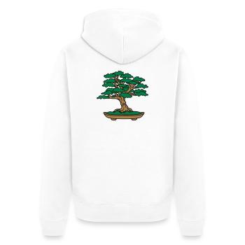 bonsai tree leaves branches small tree - Unisex Premium Organic Zip Hoodie - white - Back - Thijin (182cm)
