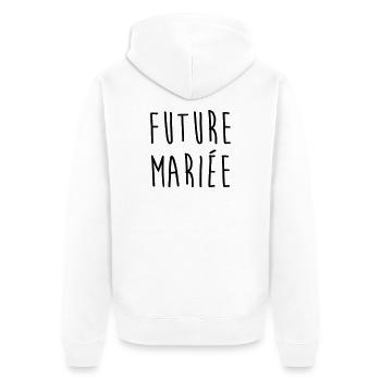 Mariage / Marié / Mariée / Femme / Fiancée / Amour - Veste à capuche bio Premium Unisexe - blanc - Dos - Thijin (182cm)