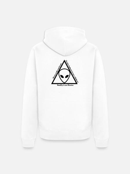 ufo alien udenjordisk plads illuminati videnskab - Premium økologisk unisex-hættejakke - hvid