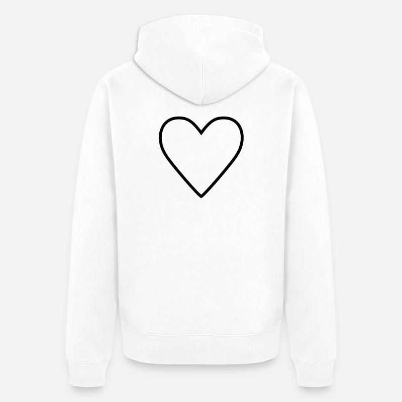 Contour du cœur Saint-Valentin - Veste à capuche bio Premium Unisexe - blanc