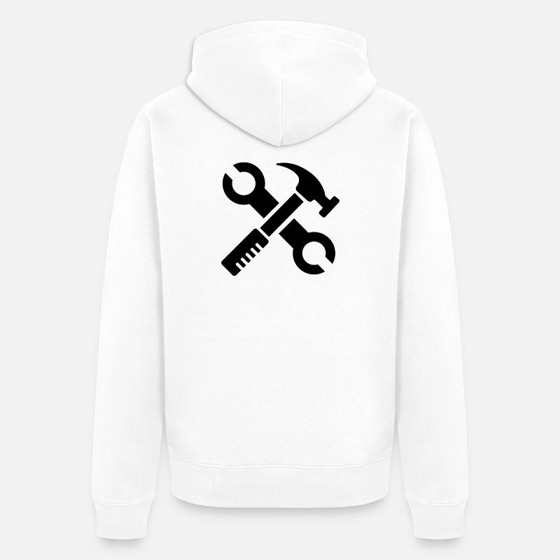 werkzeug tools symbol geschenk tischler Handwerker - Unisex Premium Bio Zip Hoodie - Weiß