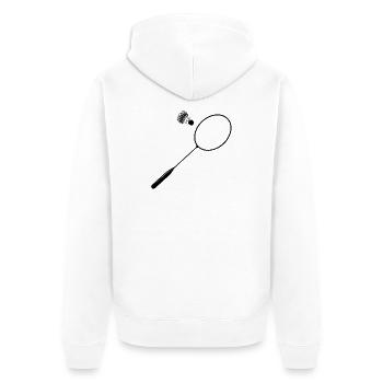 Badminton Federball mit Federballschläger - Unisex Premium Bio Zip Hoodie - Weiß - Hinten - Thijin (182cm)