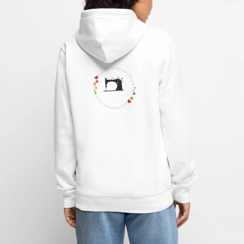 nostalgic stylized sewing machine with buttons Unisex Premium Organic Zip Hoodie