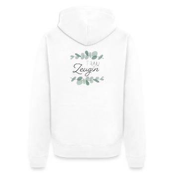 Trauzeugin Eukalyptus - Unisex Premium Bio Zip Hoodie - Weiß - Hinten - Thijin (182cm)