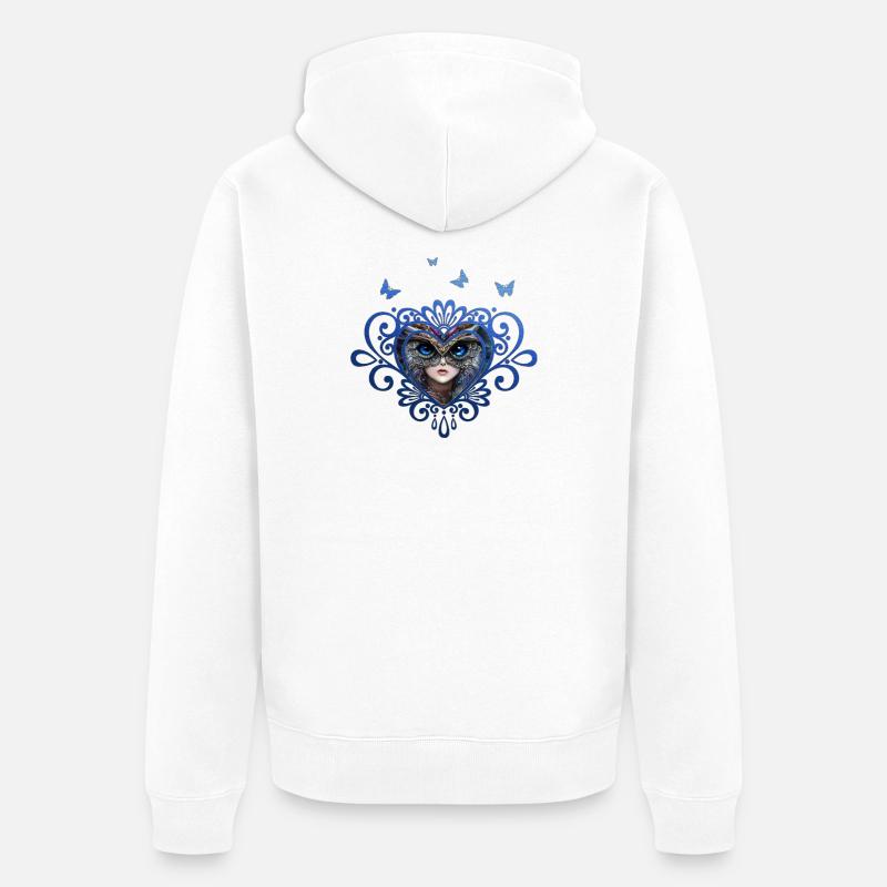 Eulenmädchen der Waldverteidiger - Unisex Premium Bio Zip Hoodie - Weiß
