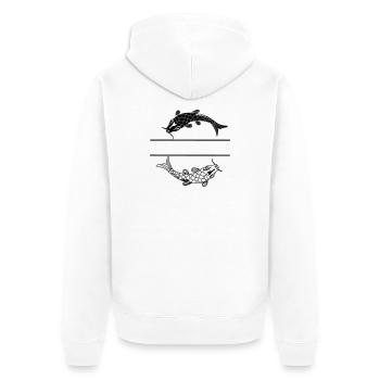 Fish black and white with blank text bar - Unisex Premium Organic Zip Hoodie - white - Back - Thijin (182cm)