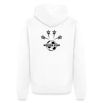 Fußballstar mit vier Sternen und einer Aussparung - Unisex Premium Bio Zip Hoodie - Weiß - Hinten - Thijin (182cm)