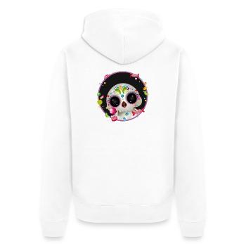 Cute Sugar Skull in candy frame - Unisex Premium Organic Zip Hoodie - white - Back - Thijin (182cm)