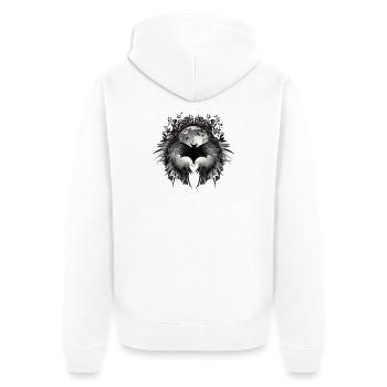 Fledermaus und Vollmond als geheimnisvolles Motiv - Unisex Premium Bio Zip Hoodie - Weiß - Hinten - Thijin (182cm)