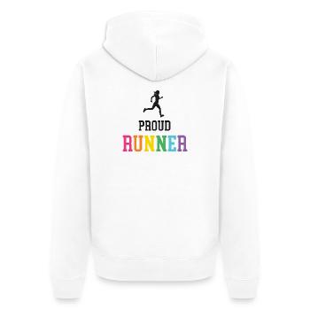 Stolze LGBT-Läuferin - Unisex Premium Bio Zip Hoodie - Weiß - Hinten - Thijin (182cm)