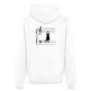 Black Cat Note Musik Humor Notenblatt T-Shirt - Unisex Premium Bio Zip Hoodie - Weiß - Hinten - Thijin (182cm)