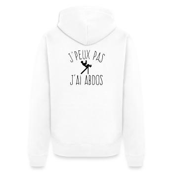 J'peux pas j'ai Abdos - Humour Musculation - Veste à capuche bio Premium Unisexe - blanc - Dos - Thijin (182cm)