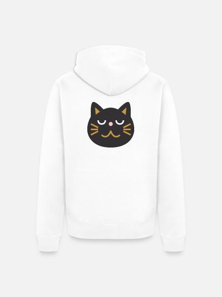 Japanese Cat Face L Black - Unisex Premium Organic Zip Hoodie - white