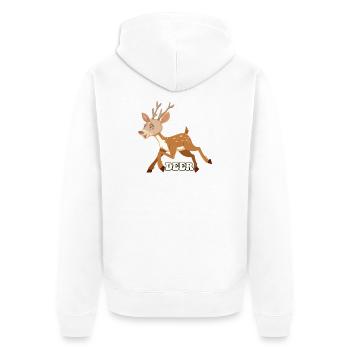 Skurriler Hirsch-Sprint - Unisex Premium Bio Zip Hoodie - Weiß - Hinten - Thijin (182cm)
