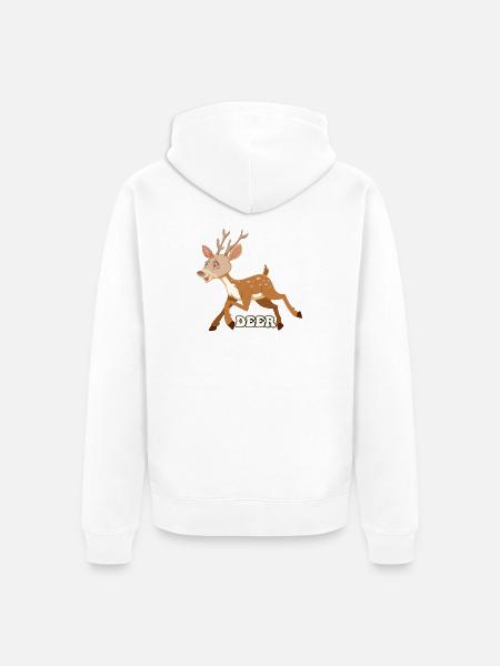 Whimsical Deer Sprint - Unisex Premium Organic Zip Hoodie - white