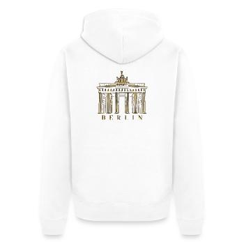 Brandenburger Tor in Berlin, Deutschland - Unisex Premium Bio Zip Hoodie - Weiß - Hinten - Thijin (182cm)