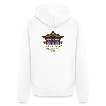 Sanctuaire d’Ise-jingu, Déesse du Soleil Amaterasu, Japon - Veste à capuche bio Premium Unisexe - blanc - Dos - Thijin (182cm)