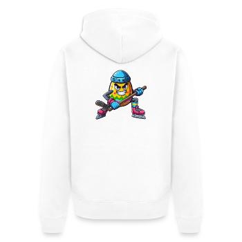 Osterei Eishockey Design | Eishockeyspieler - Unisex Premium Bio Zip Hoodie - Weiß - Hinten - Thijin (182cm)