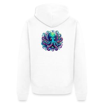 Octopus - Unisex Premium Organic Zip Hoodie - white - Back - Thijin (182cm)