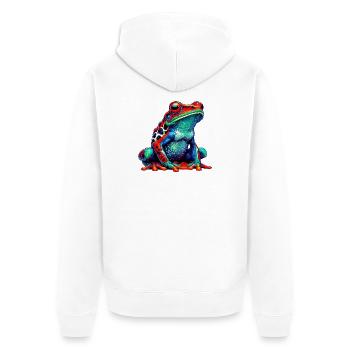 Frosch - Unisex Premium Bio Zip Hoodie - Weiß - Hinten - Thijin (182cm)