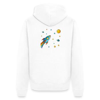 Adventure Space - Unisex Premium Organic Zip Hoodie - white - Back - Thijin (182cm)