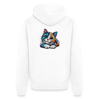 Katze - Unisex Premium Bio Zip Hoodie - Weiß - Hinten - Thijin (182cm)