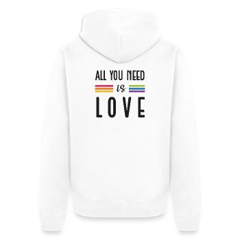 Mois de la fierté LGBTQ - Tout ce dont vous avez besoin, c’est de l’amour - Veste à capuche bio Premium Unisexe - blanc - Dos - Thijin (182cm)