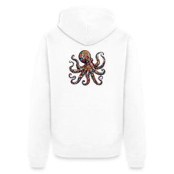 Krake - Unisex Premium Bio Zip Hoodie - Weiß - Hinten - Thijin (182cm)