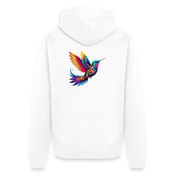 Kolibri - Unisex Premium Bio Zip Hoodie - Weiß - Hinten - Thijin (182cm)