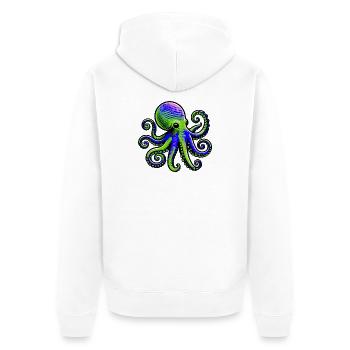 Krake - Unisex Premium Bio Zip Hoodie - Weiß - Hinten - Thijin (182cm)