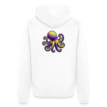 Krake - Unisex Premium Bio Zip Hoodie - Weiß - Hinten - Thijin (182cm)