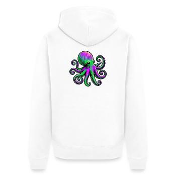 Krake - Unisex Premium Bio Zip Hoodie - Weiß - Hinten - Thijin (182cm)