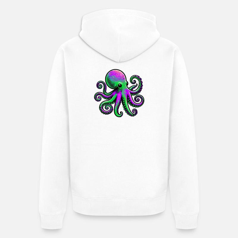 Krake - Unisex Premium Bio Zip Hoodie - Weiß