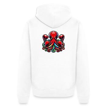 Krake - Unisex Premium Bio Zip Hoodie - Weiß - Hinten - Thijin (182cm)