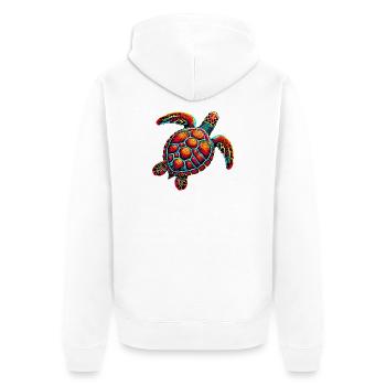 Schildkröte - Unisex Premium Bio Zip Hoodie - Weiß - Hinten - Thijin (182cm)