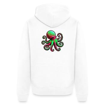 Octopus - Unisex Premium Organic Zip Hoodie - white - Back - Thijin (182cm)