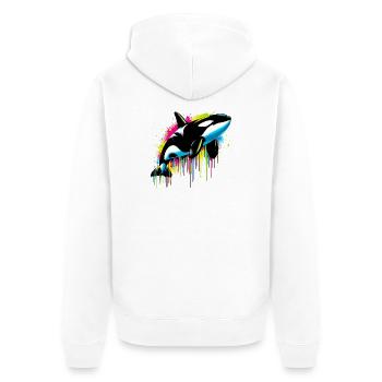 Schwertwal - Unisex Premium Bio Zip Hoodie - Weiß - Hinten - Thijin (182cm)