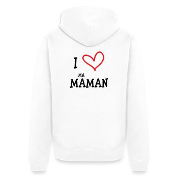 J'aime ma maman - Fête des Mères - Veste à capuche bio Premium Unisexe - blanc - Dos - Thijin (182cm)