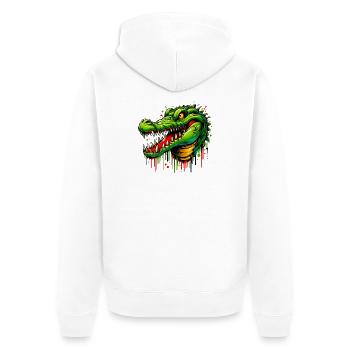 Alligator Crocodile - Unisex Premium Organic Zip Hoodie - white - Back - Thijin (182cm)