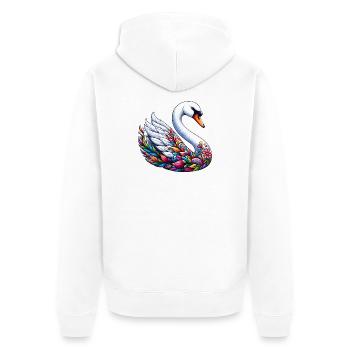 Schwan - Unisex Premium Bio Zip Hoodie - Weiß - Hinten - Thijin (182cm)