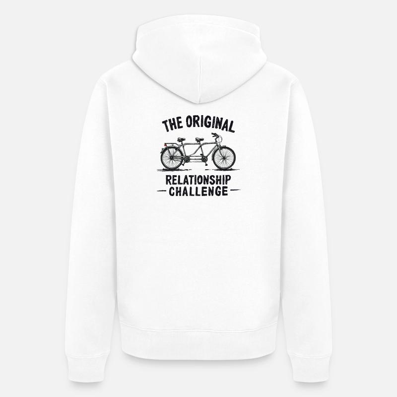 Tandem Challenge Funny Bicycle Design - Veste à capuche bio Premium Unisexe - blanc