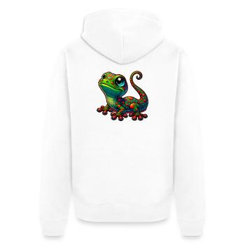 Gecko - Unisex Premium Bio Zip Hoodie - Weiß - Hinten - Thijin (182cm)