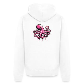 Krake - Unisex Premium Bio Zip Hoodie - Weiß - Hinten - Thijin (182cm)
