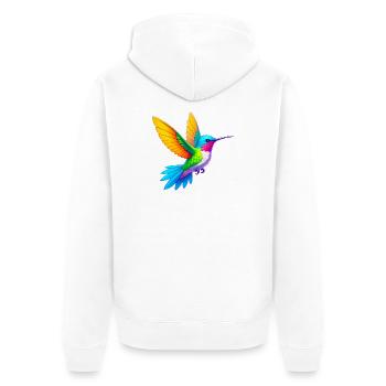 Kolibri - Unisex Premium Bio Zip Hoodie - Weiß - Hinten - Thijin (182cm)