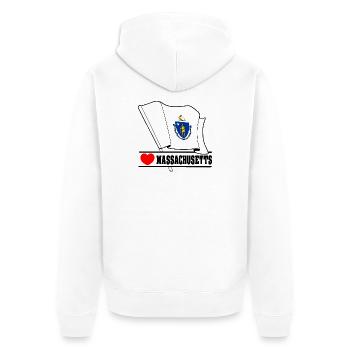 Flagge Massachusetts Herz MASSACHUSETTS - Unisex Premium Bio Zip Hoodie - Weiß - Hinten - Thijin (182cm)