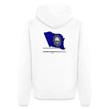 Hinweis New Hampshire Textbanner - Unisex Premium Bio Zip Hoodie - Weiß - Hinten - Thijin (182cm)