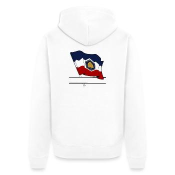 Flagge Utah Textbanner - Unisex Premium Bio Zip Hoodie - Weiß - Hinten - Thijin (182cm)