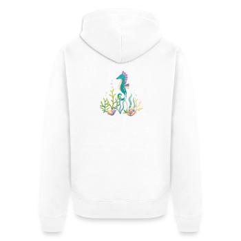 Meeresaquarium Seepferdchen Design - Unisex Premium Bio Zip Hoodie - Weiß - Hinten - Thijin (182cm)