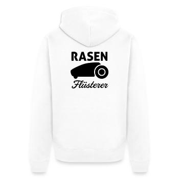 Rasen Flüsterer - Unisex Premium Bio Zip Hoodie - Weiß - Hinten - Thijin (182cm)